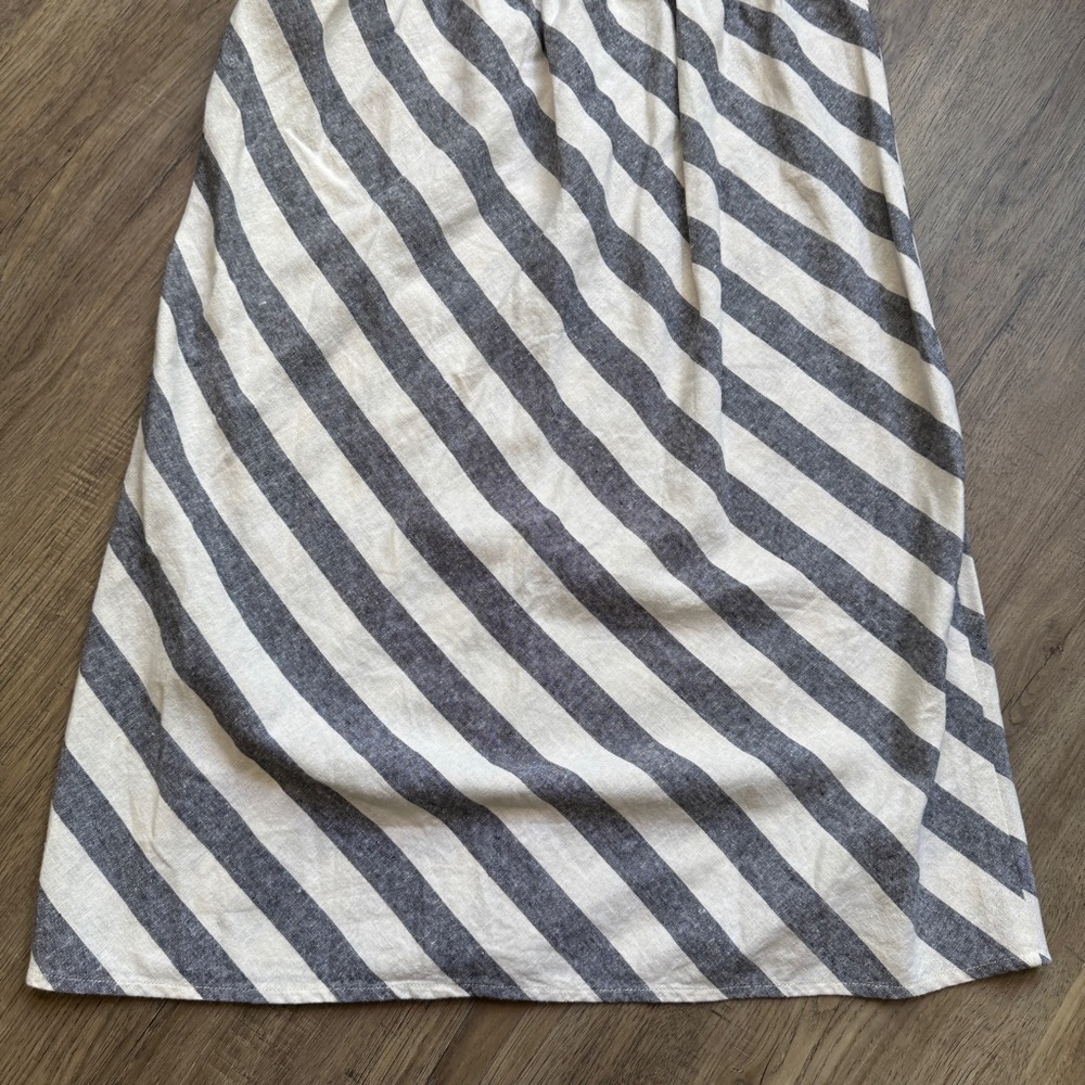 J. Crew Linen Striped Gray & Cream Midi Skirt - Size Small - Picture 9 of 9